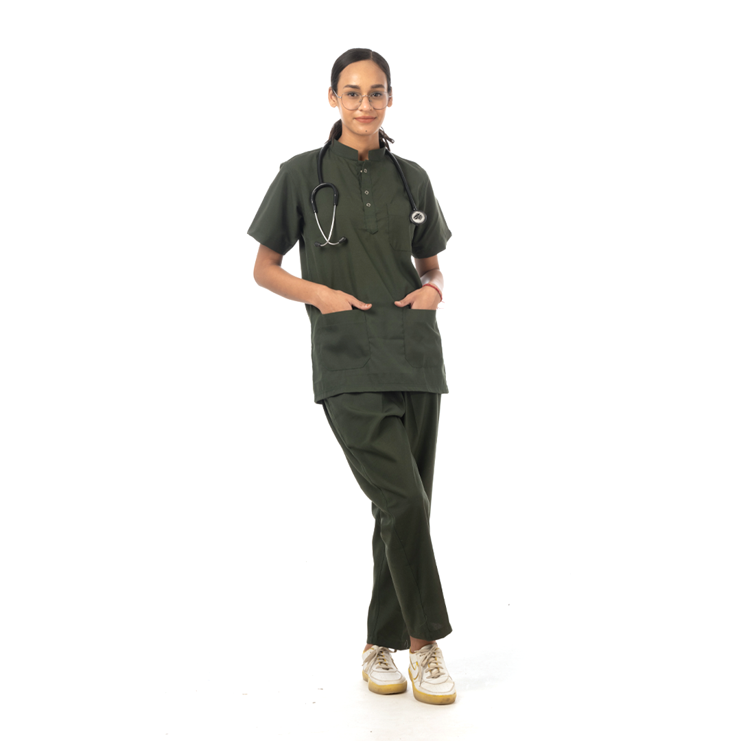 Classic Scrub for Women | Round-Neck | Olive Green