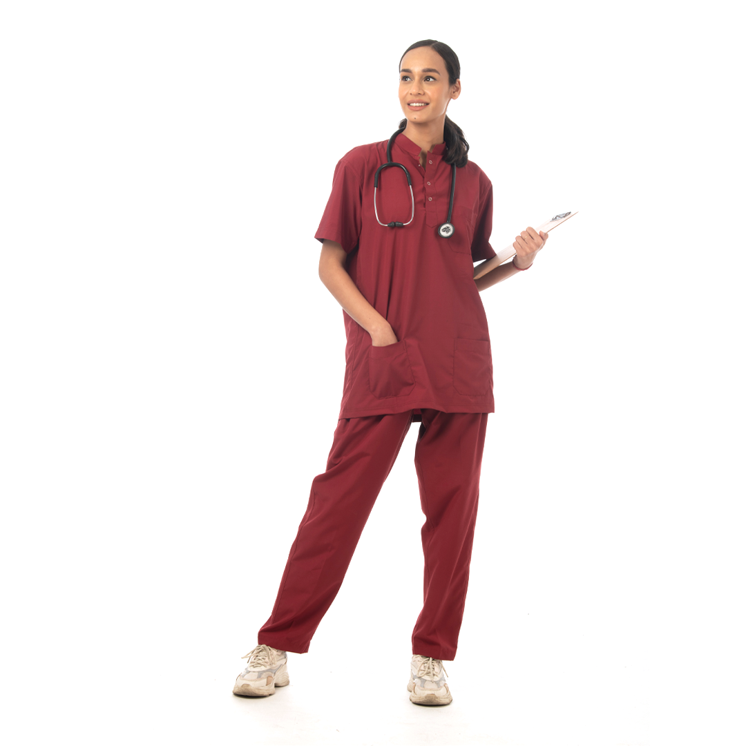 Classic Scrub for Women | Round-Neck | Maroon