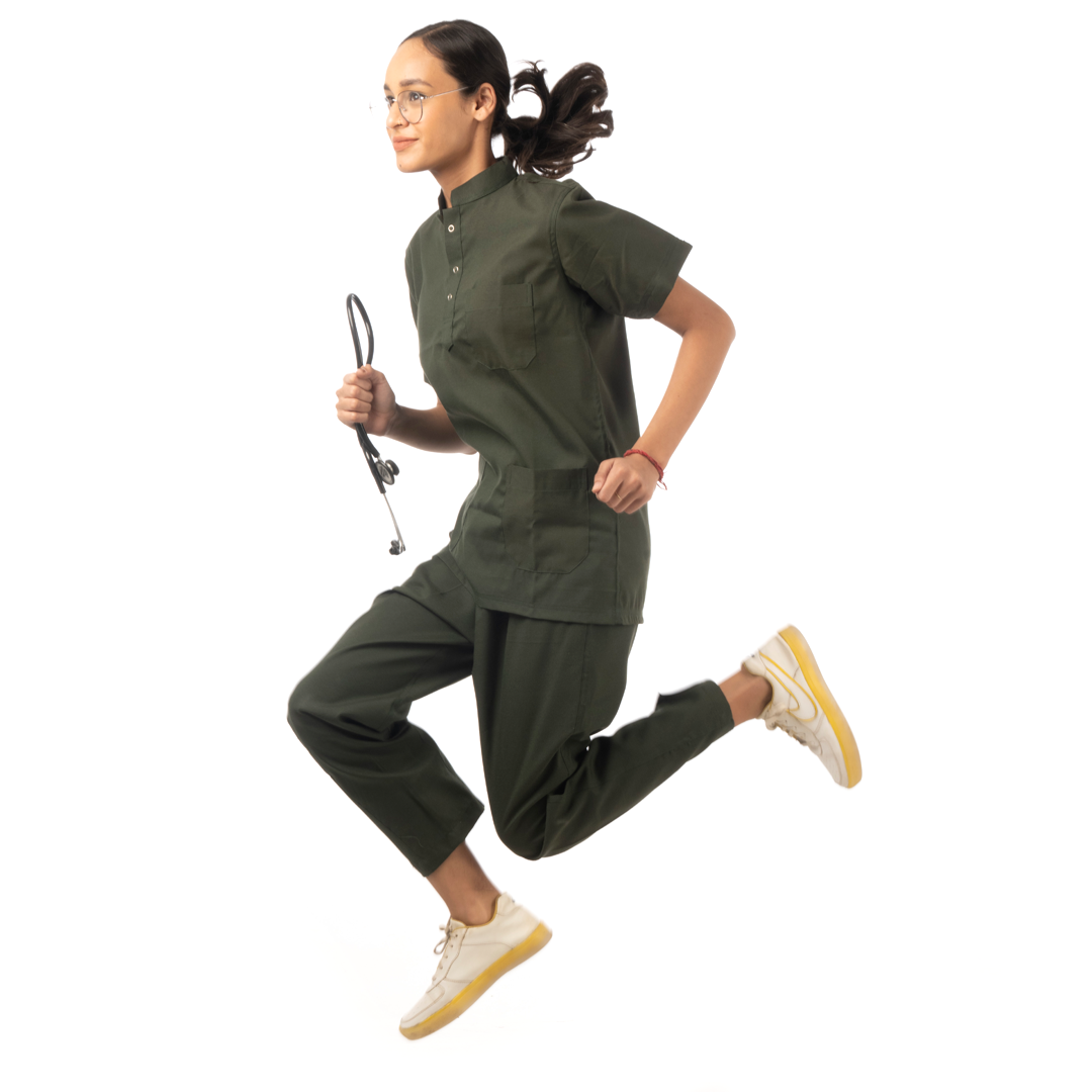 Classic Scrub for Women | Round-Neck | Olive Green