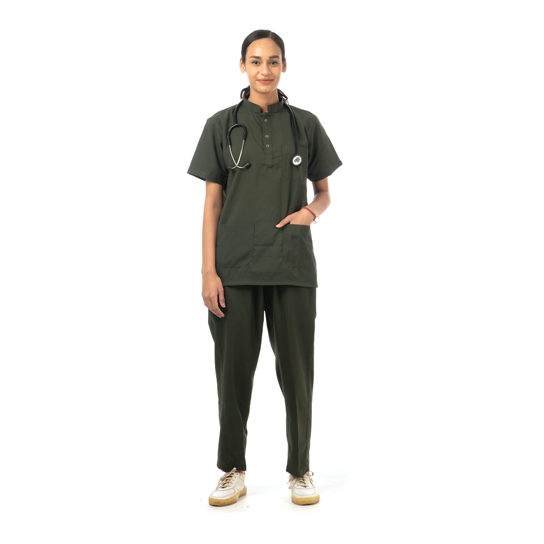 Classic Scrub for Women | Round-Neck | Olive Green