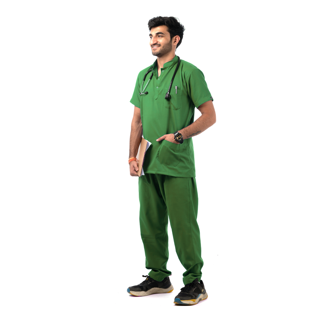 Premium Scrub for Men | Round Neck | Moss Green