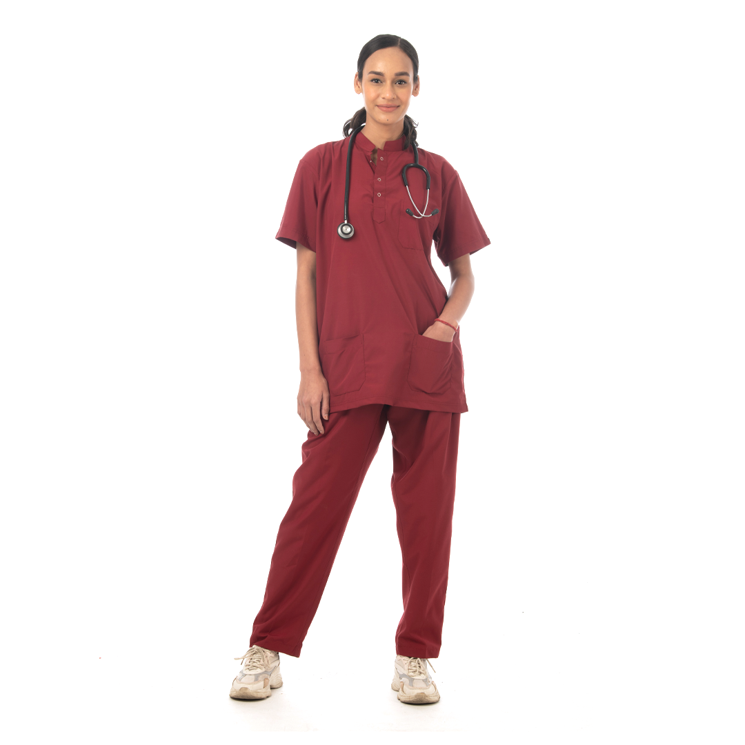 Classic Scrub for Women | Round-Neck | Maroon