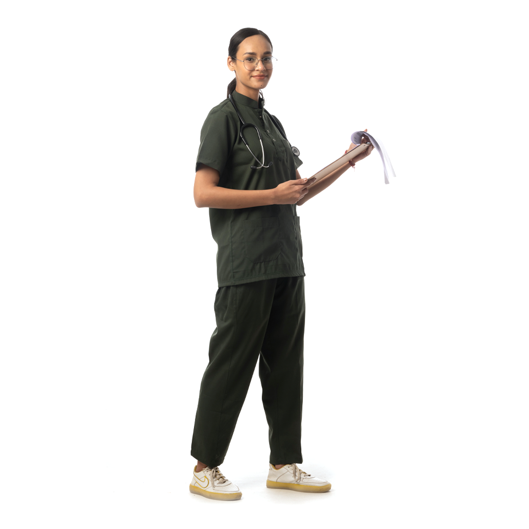 Classic Scrub for Women | Round-Neck | Olive Green