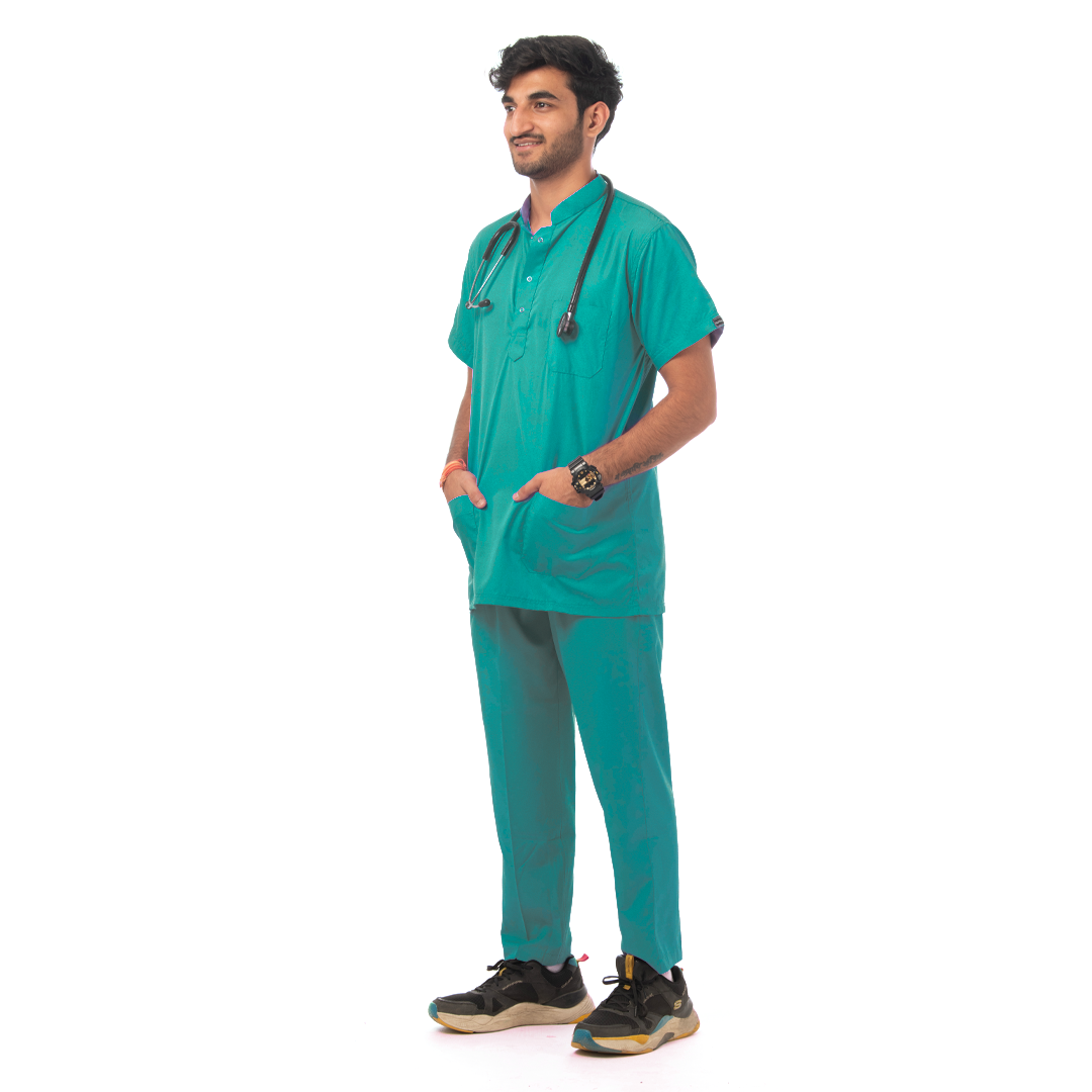 Classic Scrub for Men | Round - Neck | Forest Green | MedWear Classic Scrub for Men | Round - Neck | Forest Green | MedWear