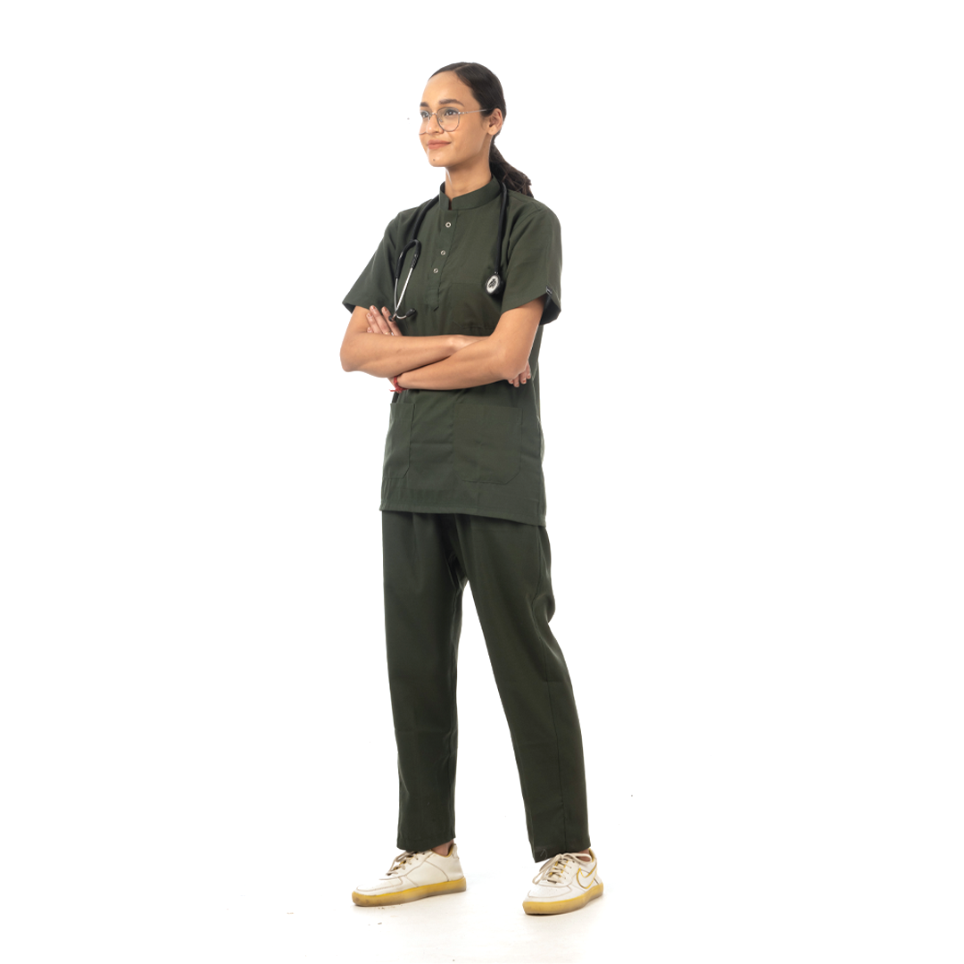 Classic Scrub for Women | Round-Neck | Olive Green