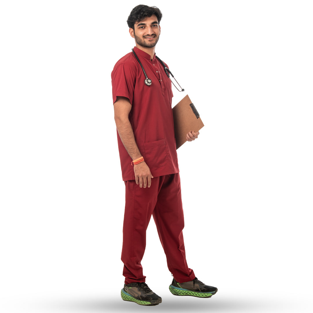 Classic Scrub for Men | Round-Neck | Maroon