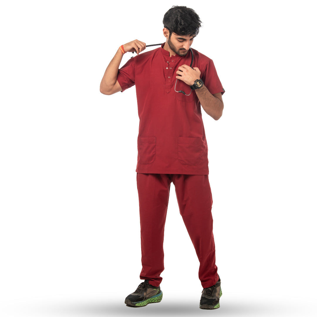 Classic Scrub for Men | Round-Neck | Maroon