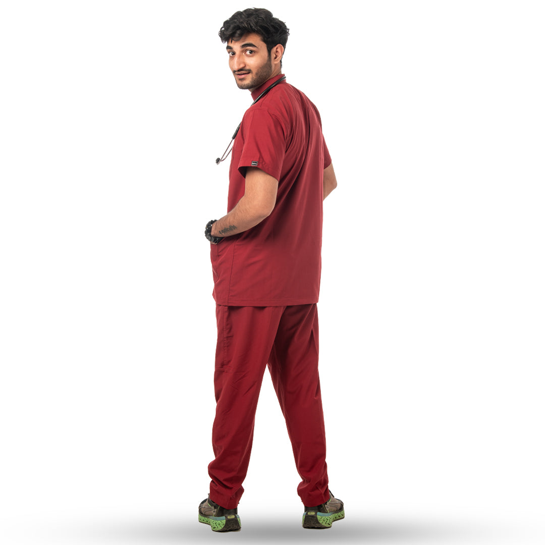 Classic Scrub for Men | Round-Neck | Maroon